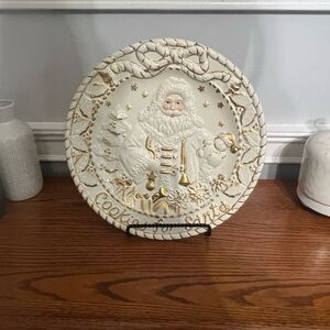 Christmas White Ceramic Santa’s cookies plate.